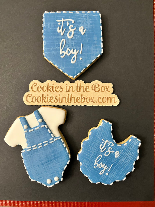 Denim Baby shower cookies