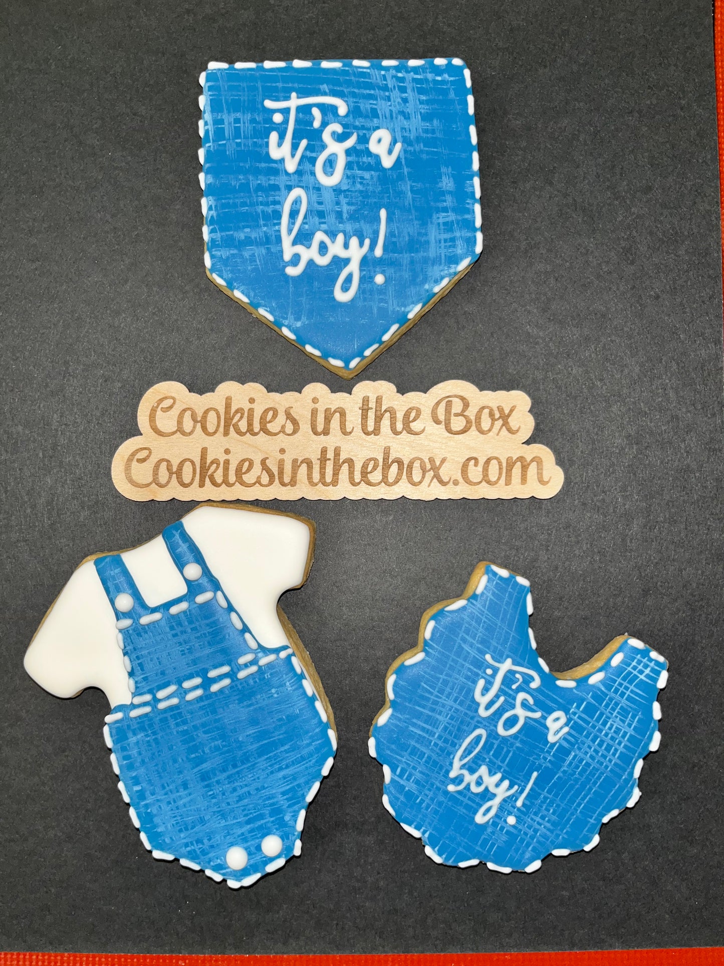 Denim Baby shower cookies