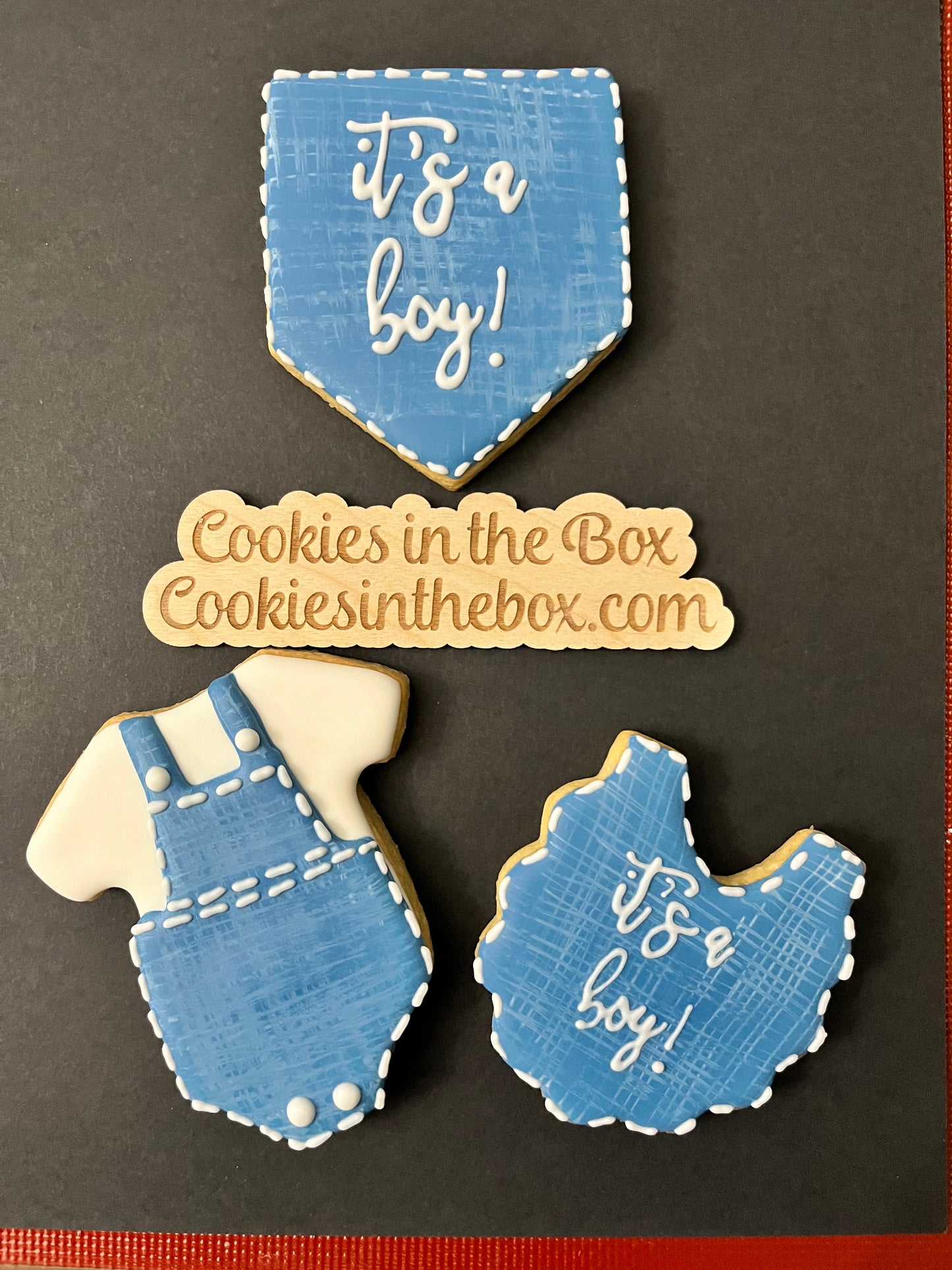 Denim Baby shower cookies